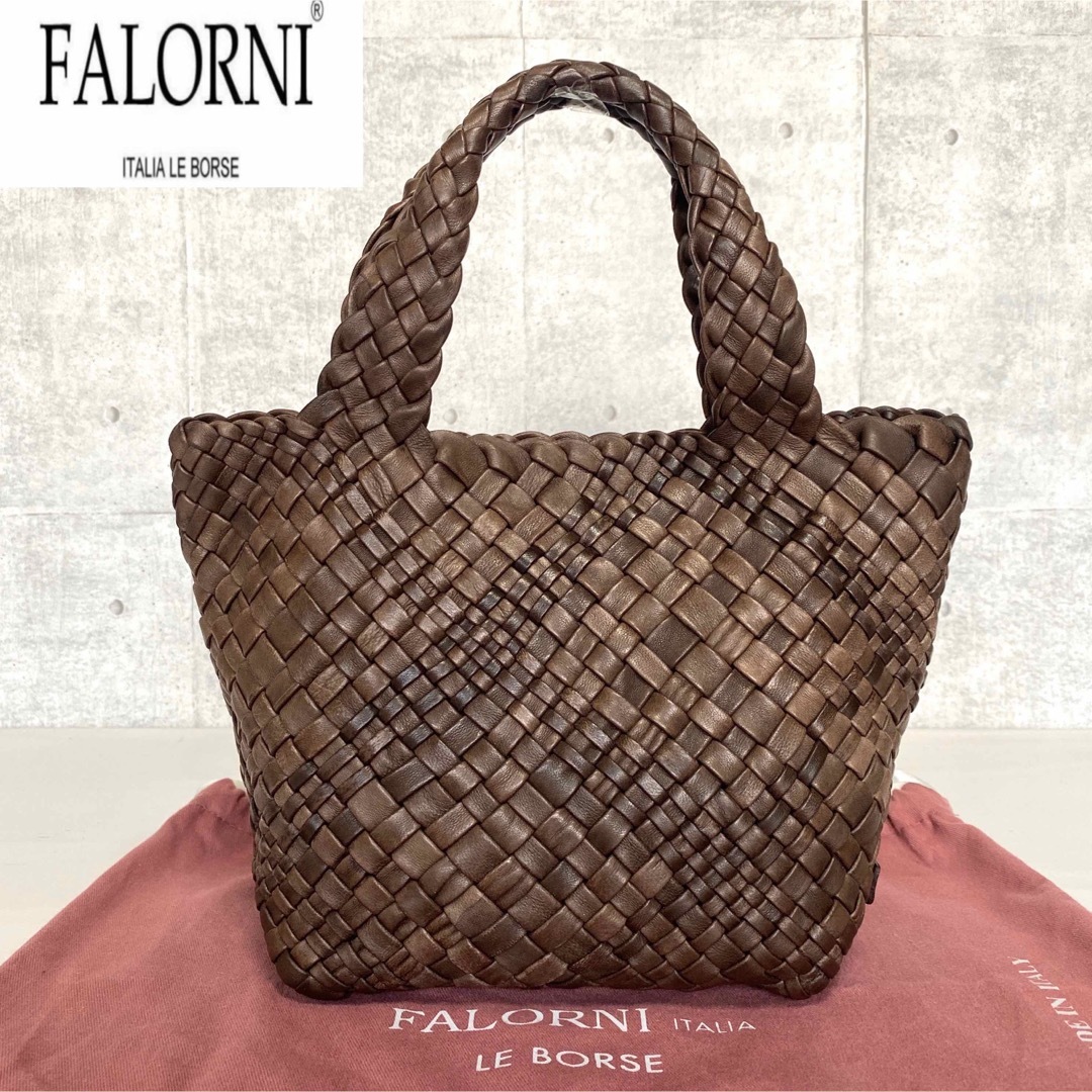 FALORNI - 【良品】FALORNI イントレチャート ラムレザー ブラウン