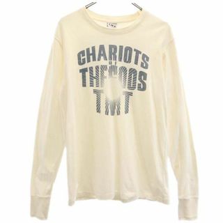 ティーエムティー(TMT)のティーエムティー プリント 長袖 Tシャツ L ベージュ系 TMT ロンT ロゴ メンズ 【中古】  【231005】 メール便可(Tシャツ/カットソー(半袖/袖なし))