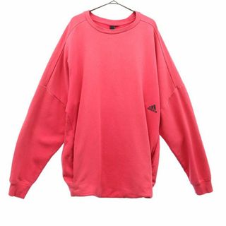 アディダス(adidas)のアディダス ロゴプリント スウェット XL ピンク adidas 長袖 トレーナー 裏起毛 ワッペン メンズ 【中古】  【231005】(その他)