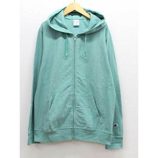 チャンピオン(Champion)の【秋物 新入荷】▼Champion/チャンピオン▼リバースウィーブ/ジップパーカー/長袖/刺繍/スポーツ グリーン/緑 メンズ XL【中古】 春秋 409032(パーカー)