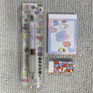 ビーティーイシビル(BT21)のBT21 シャーペン【uni アルファゲル0.5mm】＆メモ帳＆消しゴム《新品》(キャラクターグッズ)