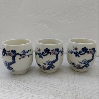 湯呑み3個SET　レトロ　中古品(グラス/カップ)