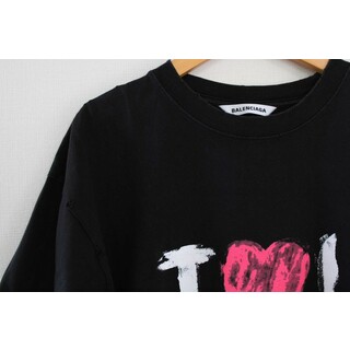 【新入荷】●BALENCIAGA/バレンシアガ●バレンタインミディアムフィットTシャツ/クルーネック/半袖 ブラック/黒 メンズ XS春夏秋冬 509032