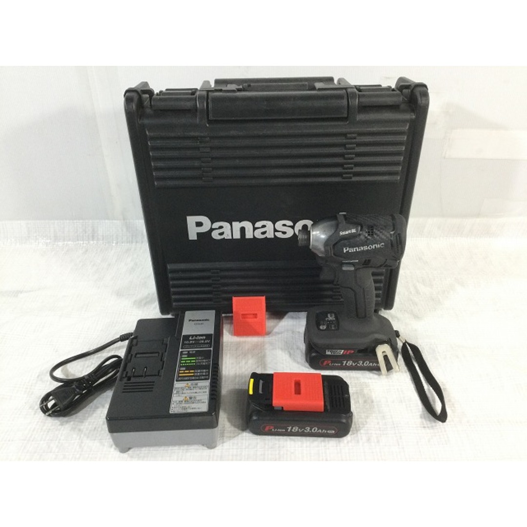 Panasonic(パナソニック)の☆中古美品☆Panasonic パナソニック デュアル 14.4V/18V 充電インパクトドライバ EZ76A1 黒/ブラック バッテリー2個+充電器+ケース 79160 自動車/バイクのバイク(工具)の商品写真