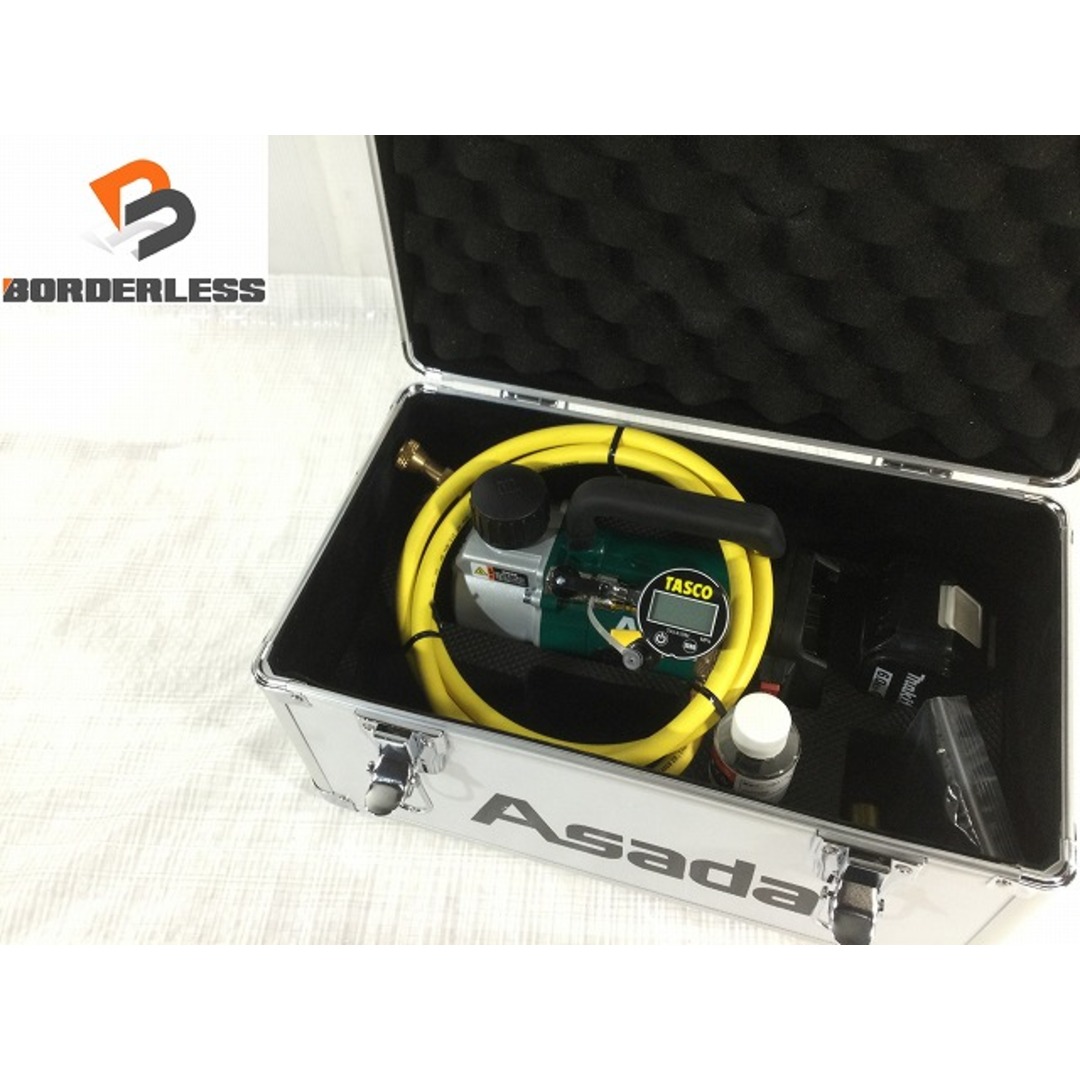 ☆品☆ASADA アサダ 18V 充電式真空ポンプ 1.5CFM-B タスコ デジタルミニ連成計 TA141DM チャージホース バッテリー1個 ケース 79820