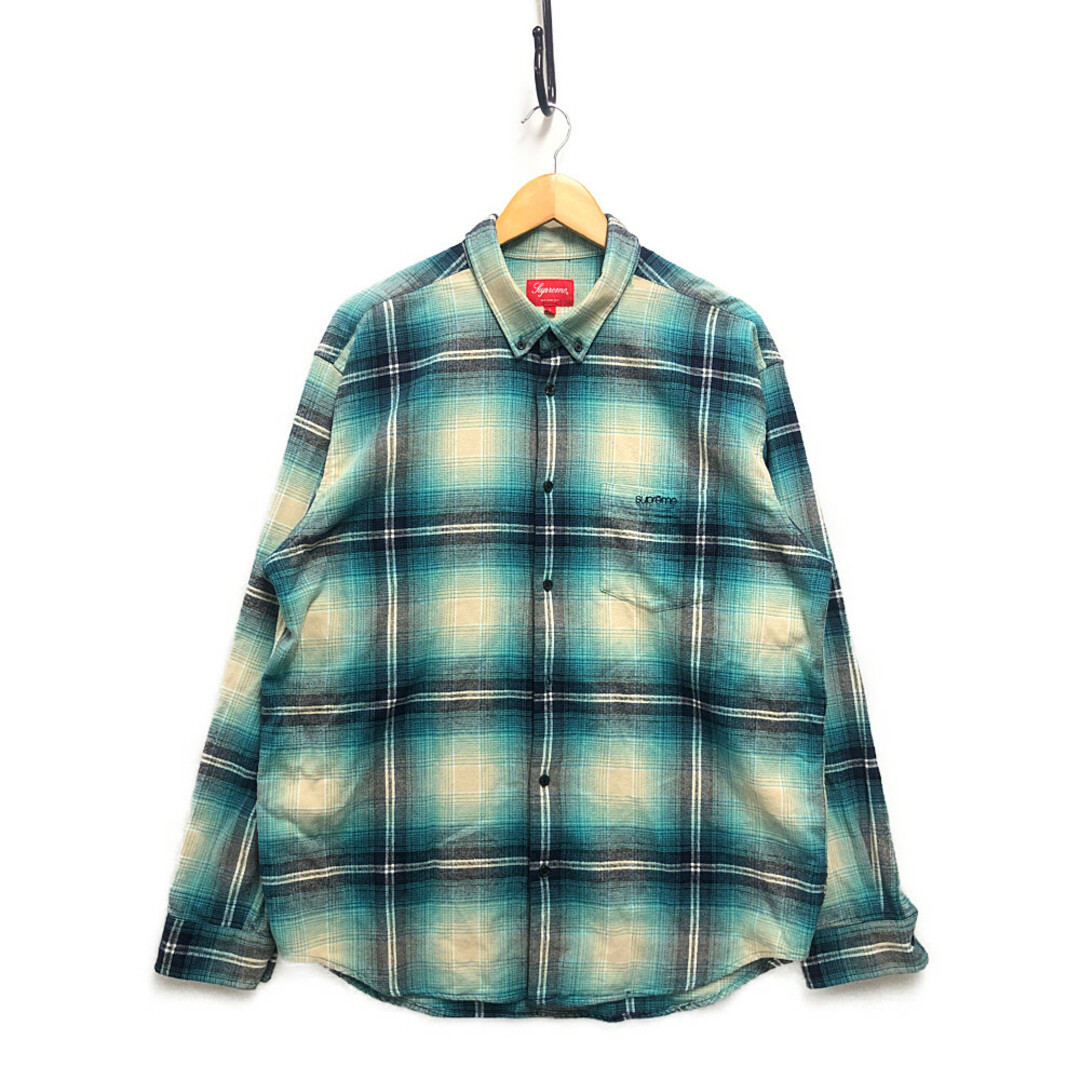 SUPREME シュプリーム 23SS Shadow Plaid Flannel Shirt チェック フランネル 長袖シャツ ブルー系 サイズL 正規品 / 32018