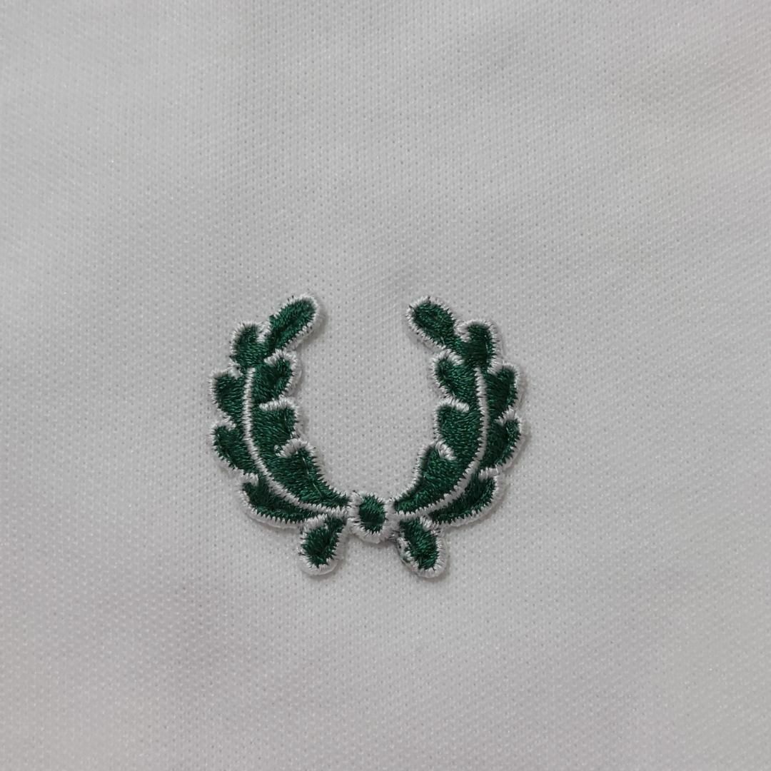 フレッドペリー トラックジャケット サイドライン 80s M ロゴ刺繍 白 緑-