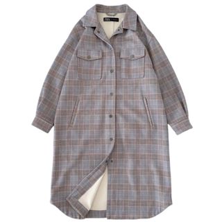 ザラ(ZARA)のZARA ザラ オーバーサイズ グレンチェックロングコート シャツジャケット(ロングコート)