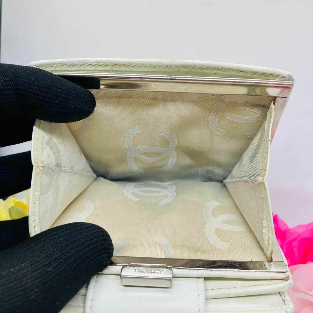CHANEL シャネル カンボン がま口 パイソン 折り財布 財布-