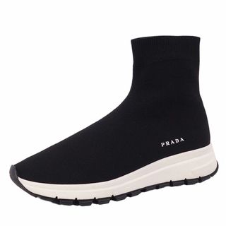 プラダ(PRADA)のプラダ PRADA スニーカー ニット ソックススニーカー ロゴ柄 シューズ レディース 36(23cm相当) ブラック(スニーカー)