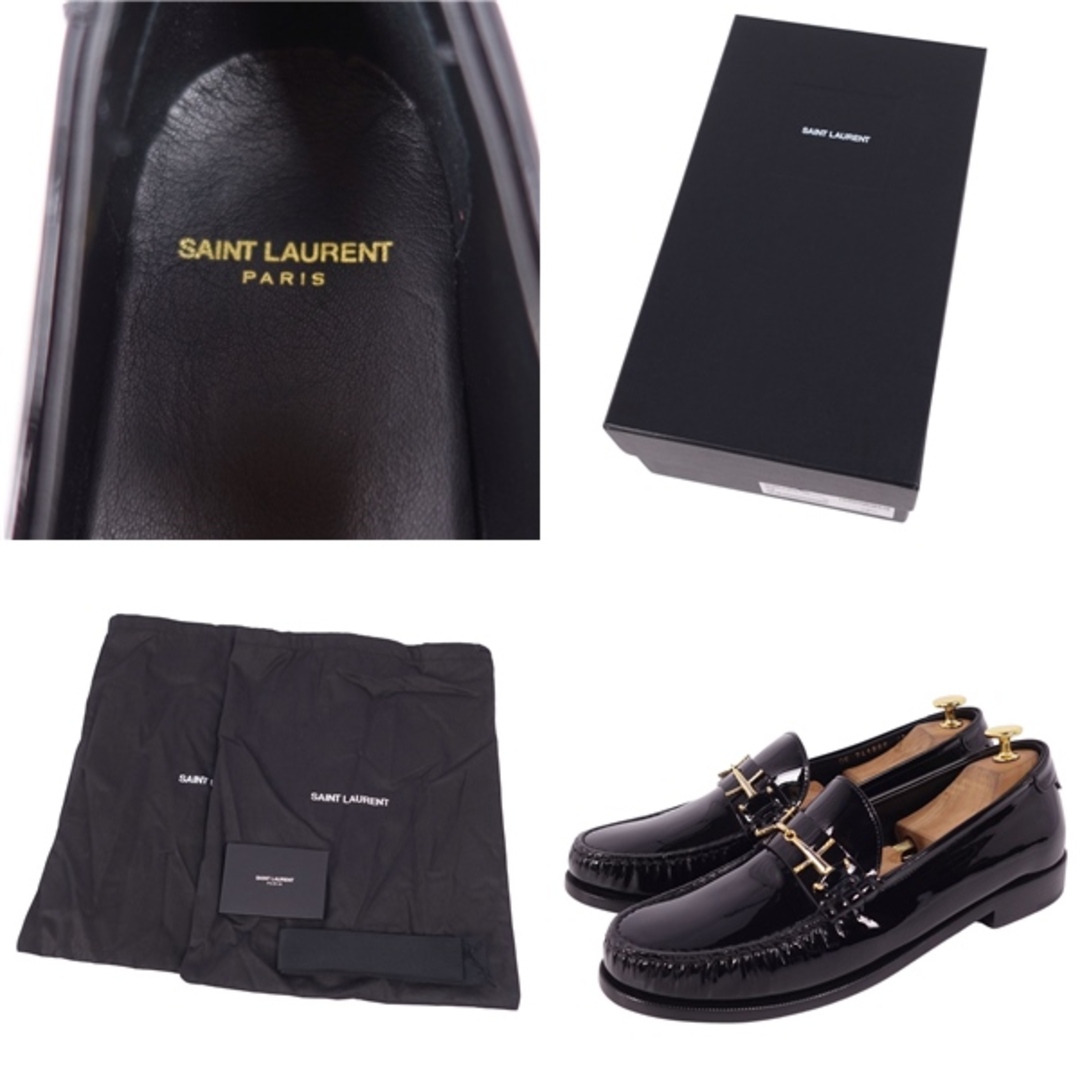 Saint Laurent(サンローラン)の未使用 サンローラン パリ SAINT LAURENT PARIS ローファー モカシン ペニーローファー ホースビット パテントレザー シューズ メンズ 43(28cm相当) ブラック メンズの靴/シューズ(ドレス/ビジネス)の商品写真