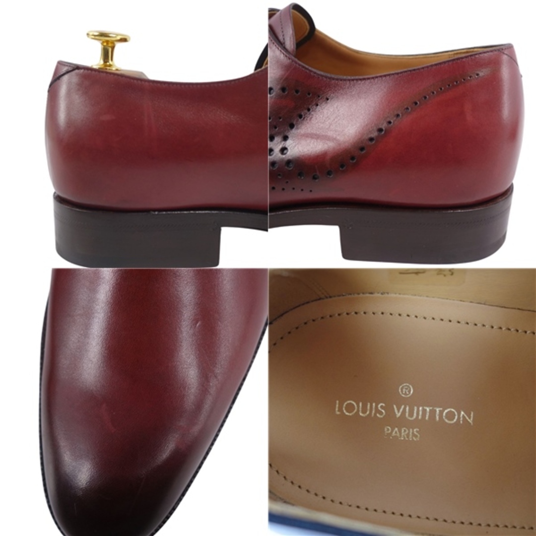 未使用 ルイヴィトン LOUIS VUITTON レザーシューズ ダービーシューズ ブローグ カーフレザー 革靴 メンズ 7(26cm相当) ボルドー