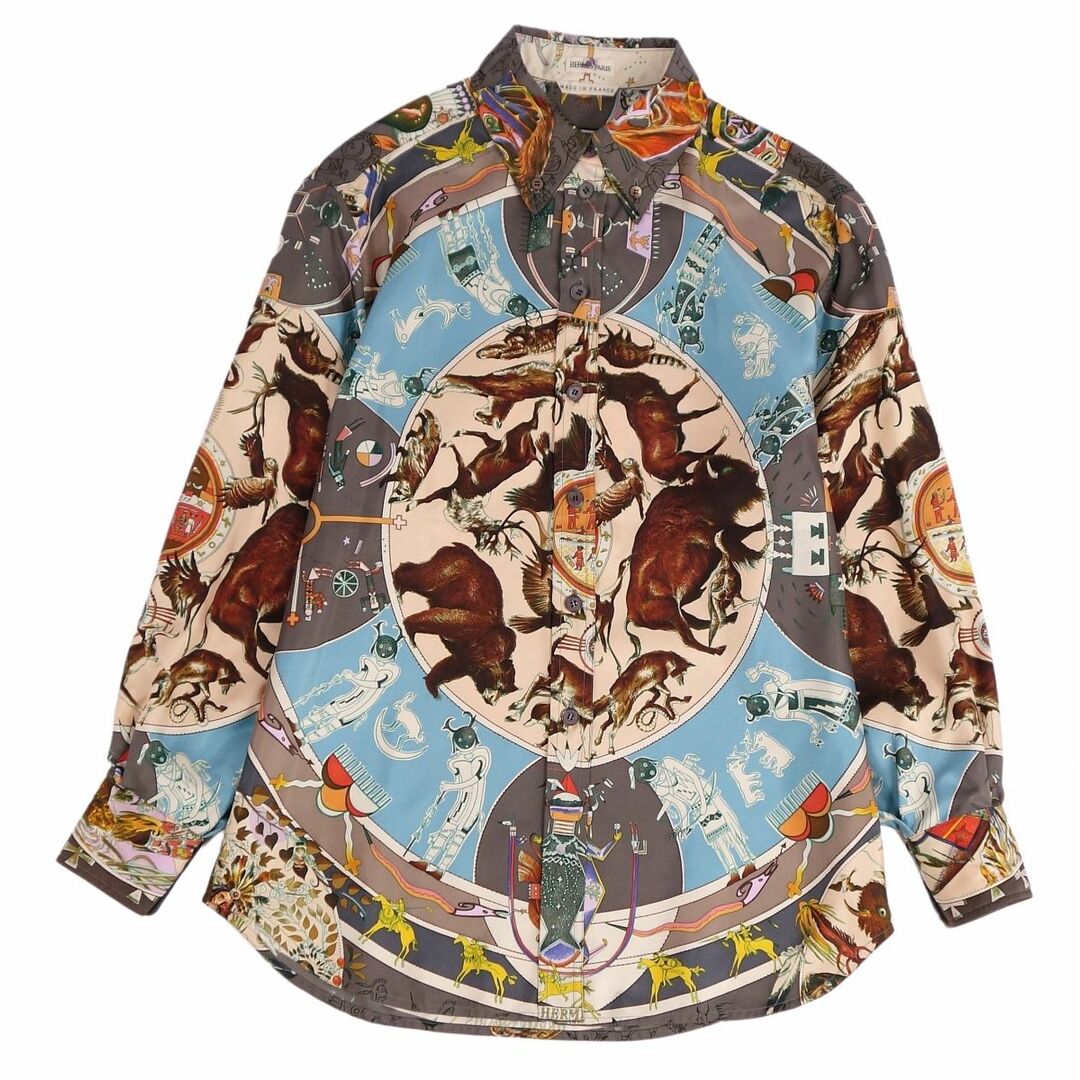 美品 エルメス HERMES シャツ ブラウス マルジェラ期 LES MYTHOLOGIES DES HOMMES ROUGES 褐色の男達の伝説 トップス レディース 36(S相当) マルチカラー | フリマアプリ ラクマ