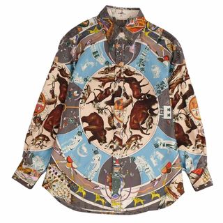 美品 エルメス HERMES シャツ ブラウス マルジェラ期 LES MYTHOLOGIES DES HOMMES ROUGES 褐色の男達の伝説 トップス レディース 36(S相当) マルチカラー