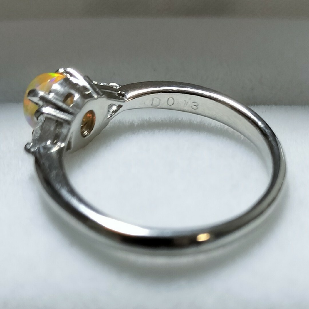 ダイヤモンド×ファイヤーオパール リング Pt900 0.13ct 4.9g 9