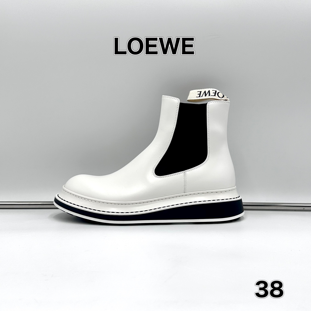 LOEWE ロエベ  チェルシーブーツ ホワイト 38 24cmレディース