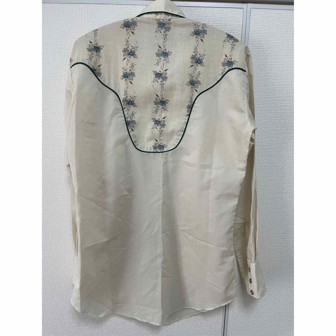 70s H bar C White western shirt 花柄 4