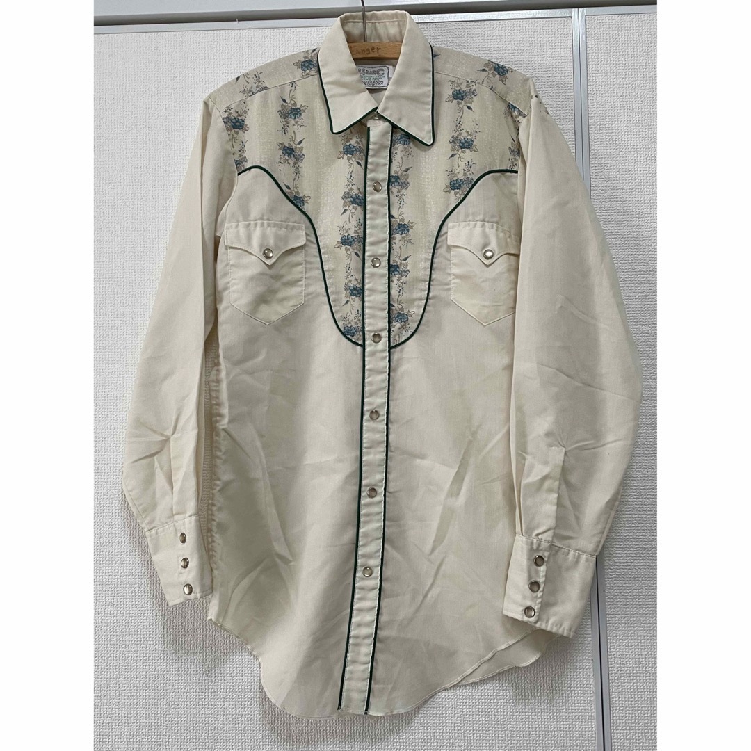 70s H bar C White western shirt 花柄 1