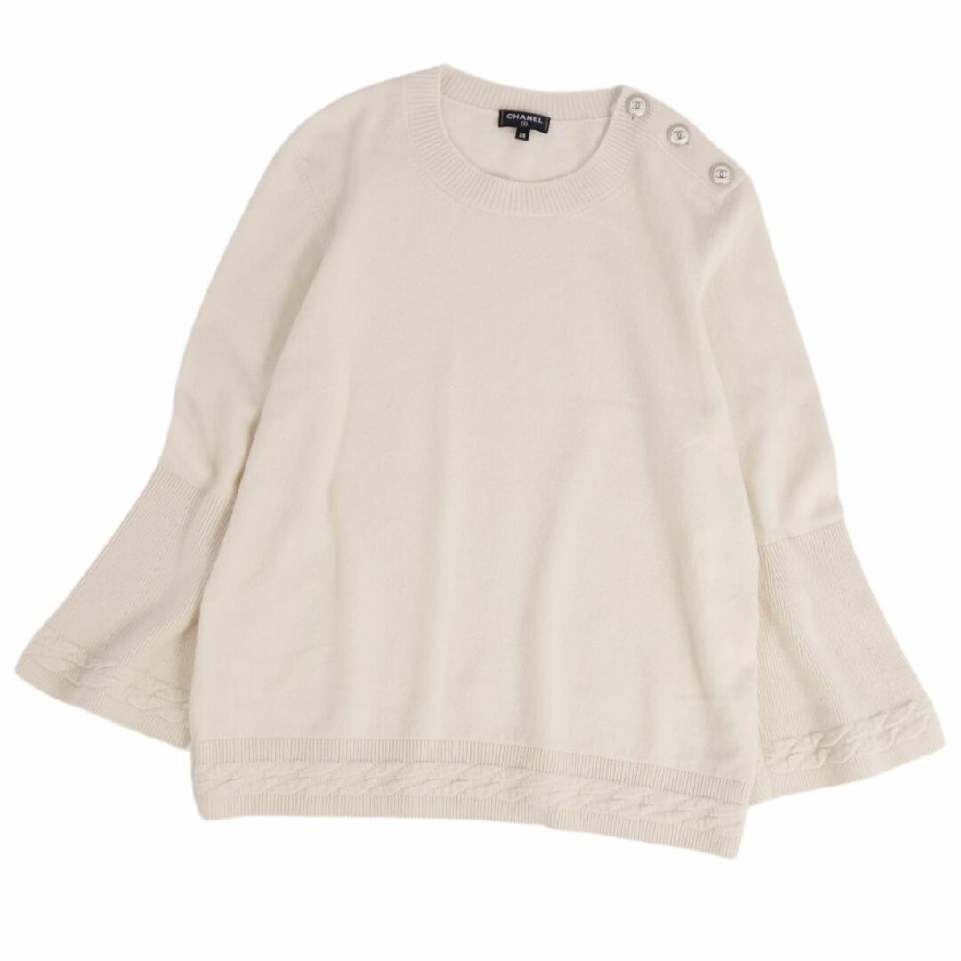 極美品 シャネル CHANEL ニット セーター P58565 ココマークボタン カシミヤ100% トップス レディース 38(M相当) ホワイト | フリマアプリ ラクマ