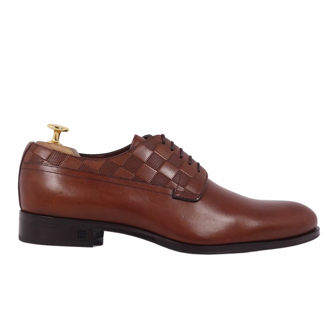 未使用 ルイヴィトン LOUIS VUITTON レザーシューズ ダービーシューズ ダミエ柄 カーフレザー 革靴 メンズ 8(27cm相当) ブラウン