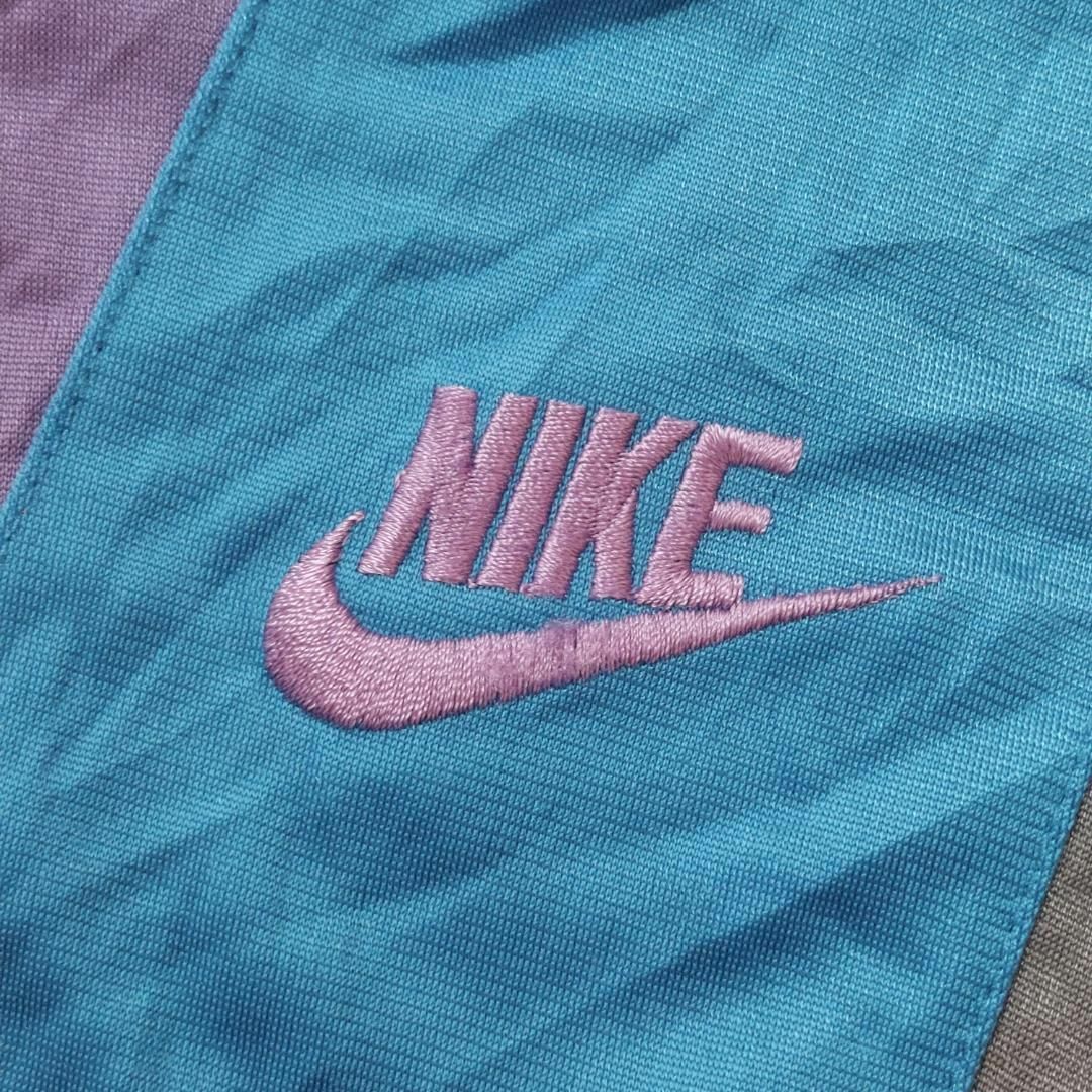 NIKE ナイキ トラックジャケット 90s 配色 ロゴ刺繍 M 紫 グレー 青