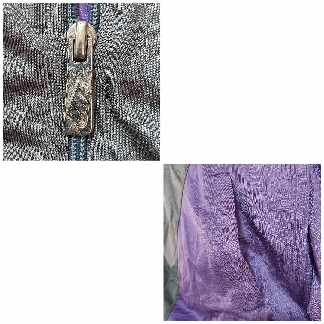 NIKE ナイキ トラックジャケット 90s 配色 ロゴ刺繍 M 紫 グレー 青