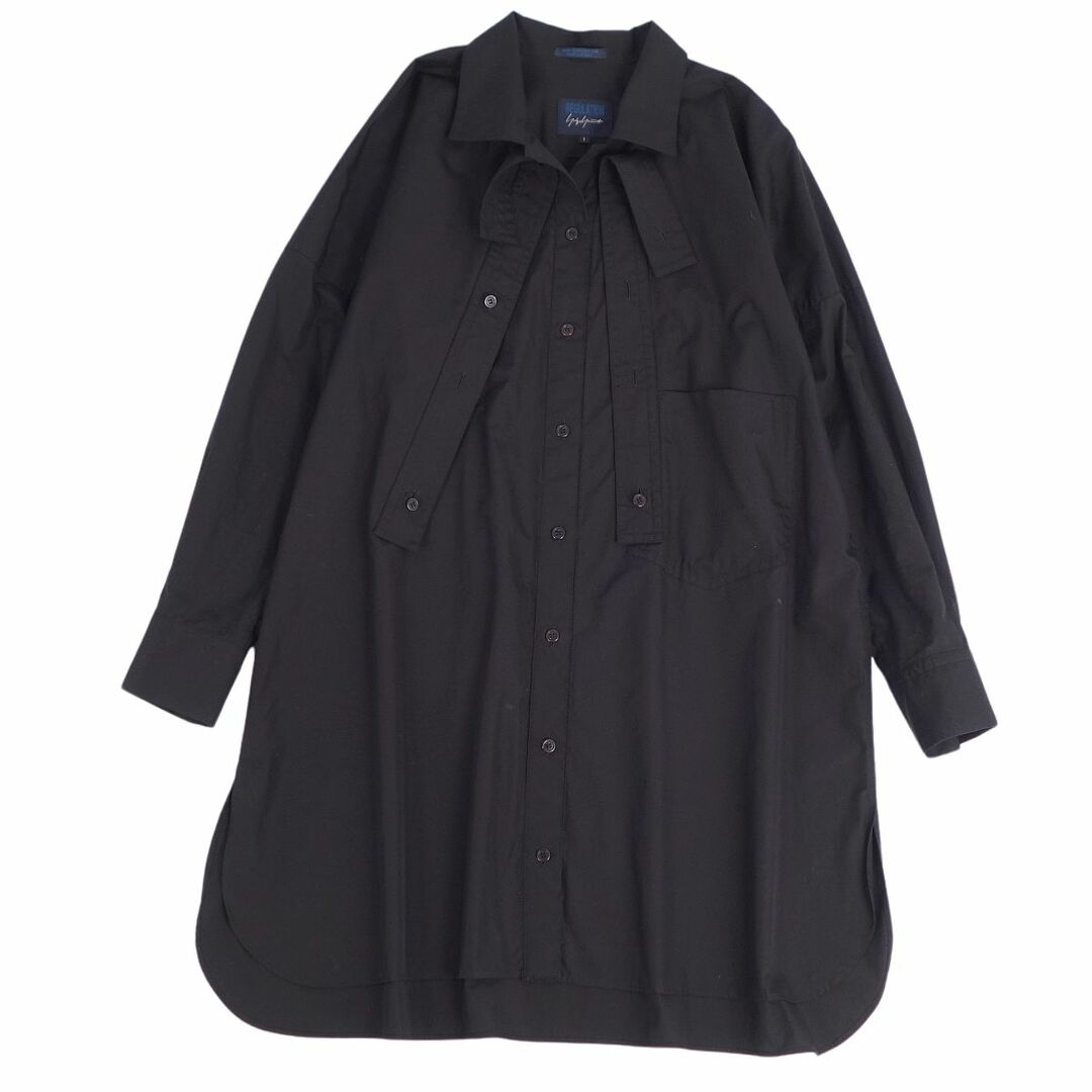 約85cm身幅美品 ヨウジヤマモト REGULATION Yohji Yamamoto シャツ ブラウス 長袖 ドロップショルダー 無地 コットン トップス レディース FK-B52-009 1(S相当) ブラック