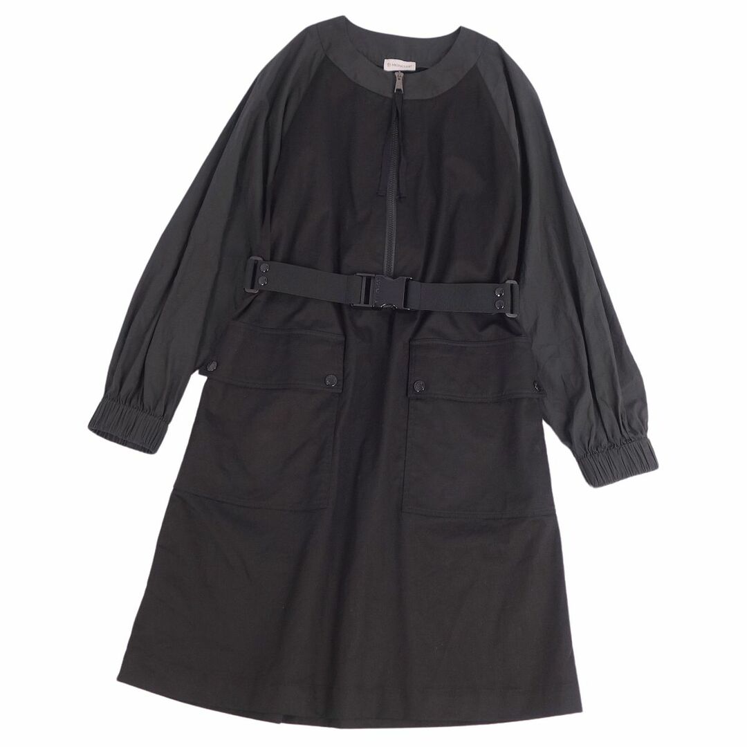 美品 モンクレール MONCLER ワンピース ドレス ABITO DRESS ロングスリーブ ロゴ柄 トップス レディース 42(M相当) ブラック  | フリマアプリ ラクマ