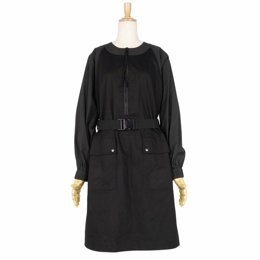 美品 モンクレール MONCLER ワンピース ドレス ABITO DRESS ロングスリーブ ロゴ柄 トップス レディース 42(M相当) ブラック