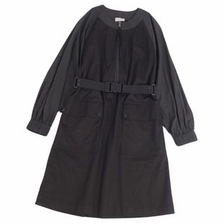 モンクレール(MONCLER)の美品 モンクレール MONCLER ワンピース ドレス ABITO DRESS ロングスリーブ ロゴ柄 トップス レディース 42(M相当) ブラック(ひざ丈ワンピース)