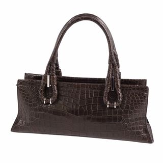 クロコダイル(Crocodile)の美品 クロコダイル CROCODILE JRA バッグ ハンドバッグ トートバッグ マットクロコ ワニ革 カバン レディース ブラウン(ハンドバッグ)