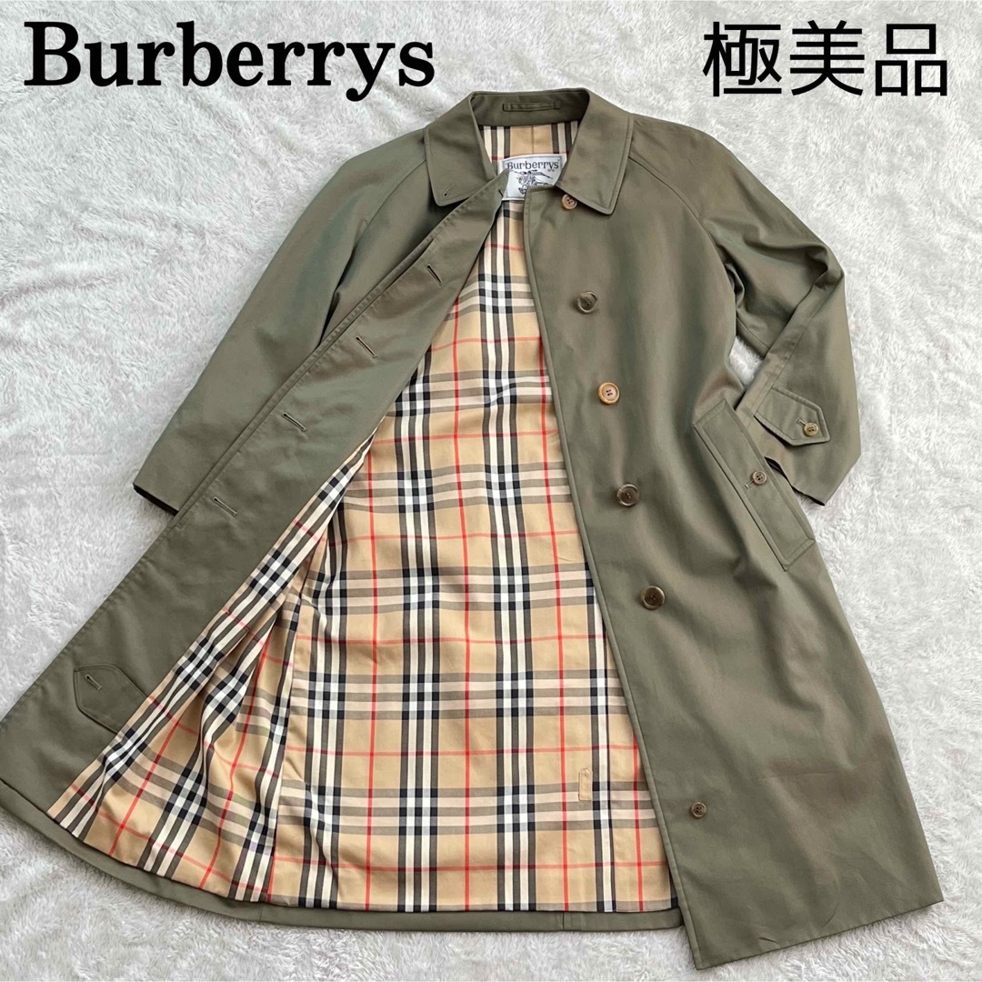極美品 BURBERRY メンズ ノバチェック カーキ系 ステンカラーコート 極美品 BURBERRY メンズ ノバチェック カーキ系 ステンカラーコート