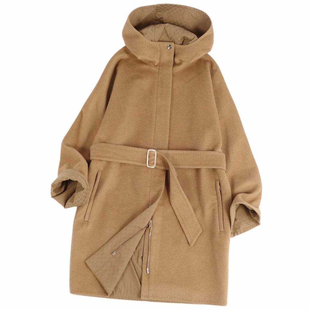 Max Mara(マックスマーラ)の美品 マックスマーラ Max Mara CITY コート フーディー ジップアップ キャメル アウター レディース JI36 USA2 FB34(S相当) ブラウン レディースのジャケット/アウター(その他)の商品写真