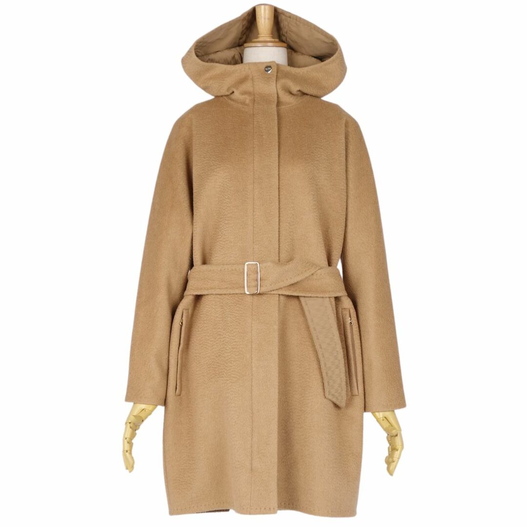 Max Mara(マックスマーラ)の美品 マックスマーラ Max Mara CITY コート フーディー ジップアップ キャメル アウター レディース JI36 USA2 FB34(S相当) ブラウン レディースのジャケット/アウター(その他)の商品写真