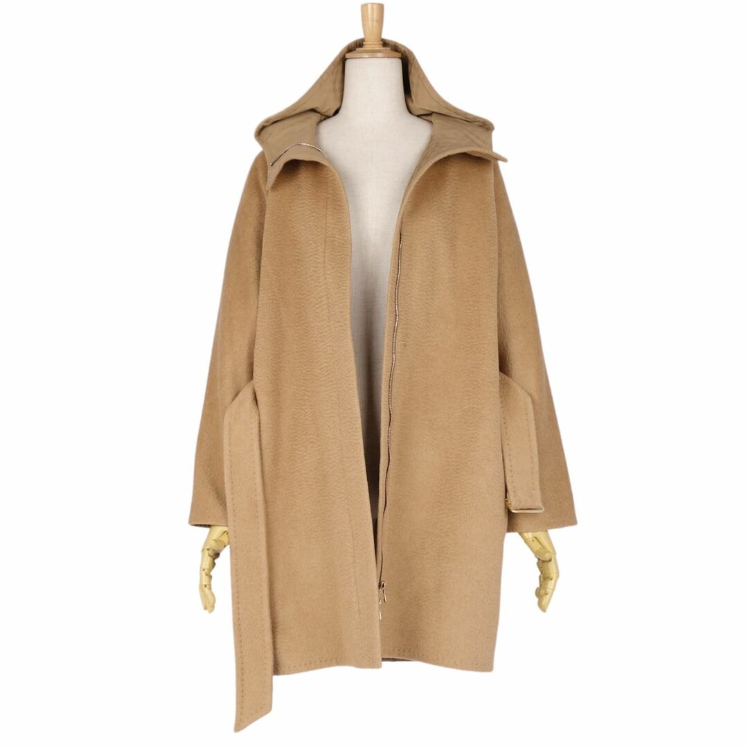 Max Mara(マックスマーラ)の美品 マックスマーラ Max Mara CITY コート フーディー ジップアップ キャメル アウター レディース JI36 USA2 FB34(S相当) ブラウン レディースのジャケット/アウター(その他)の商品写真