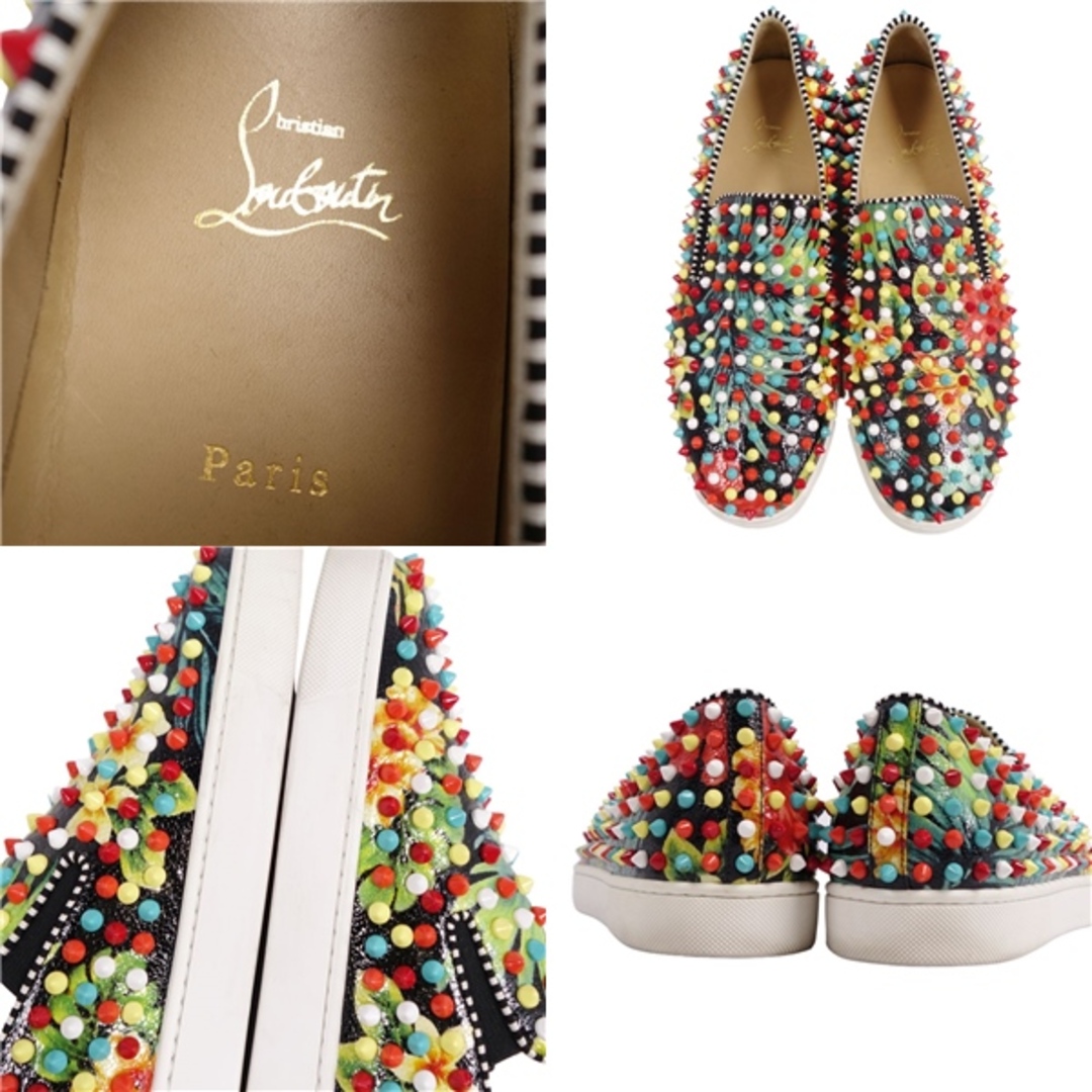 Christian Louboutin(クリスチャンルブタン)の美品 クリスチャンルブタン Christian Louboutin スニーカー スリッポン スタッズ エナメルレザー シューズ 靴 メンズ 42 1/2(27.5cm相当) マルチカラー メンズの靴/シューズ(スニーカー)の商品写真