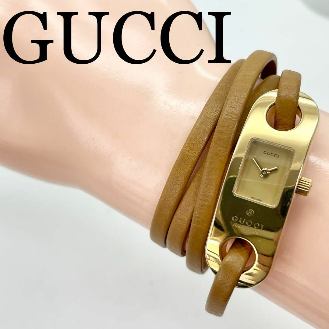 526 GUCCI グッチ時計 レディース腕時計 ゴールド キャメル 3重バンド-