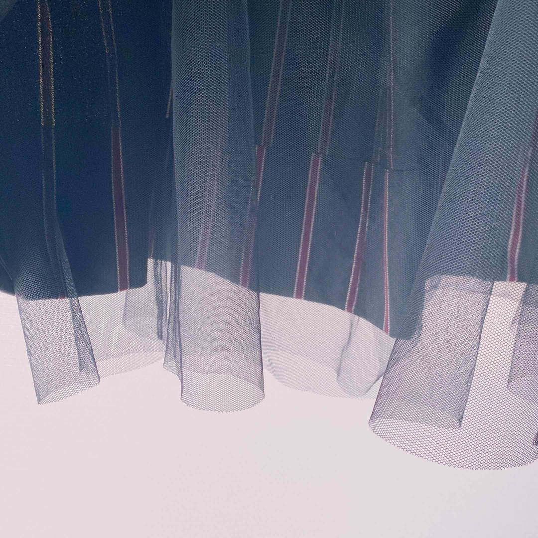 osharewalker(オシャレウォーカー)のosharewalker　ストライプ×チュールスカート　膝丈  レディースのスカート(ひざ丈スカート)の商品写真