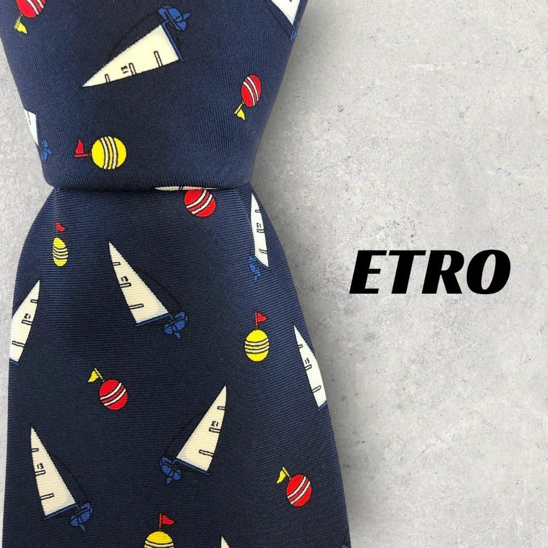 ETRO(エトロ)の【5236】良品！ETRO　エトロ　ネクタイ　ブルー系　帆柄 メンズのファッション小物(ネクタイ)の商品写真