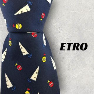 エトロ(ETRO)の【5236】良品！ETRO　エトロ　ネクタイ　ブルー系　帆柄(ネクタイ)