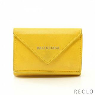 バレンシアガ(Balenciaga)のペーパーミニウォレット コンパクトウォレット 三つ折り財布 レザー イエロー(財布)