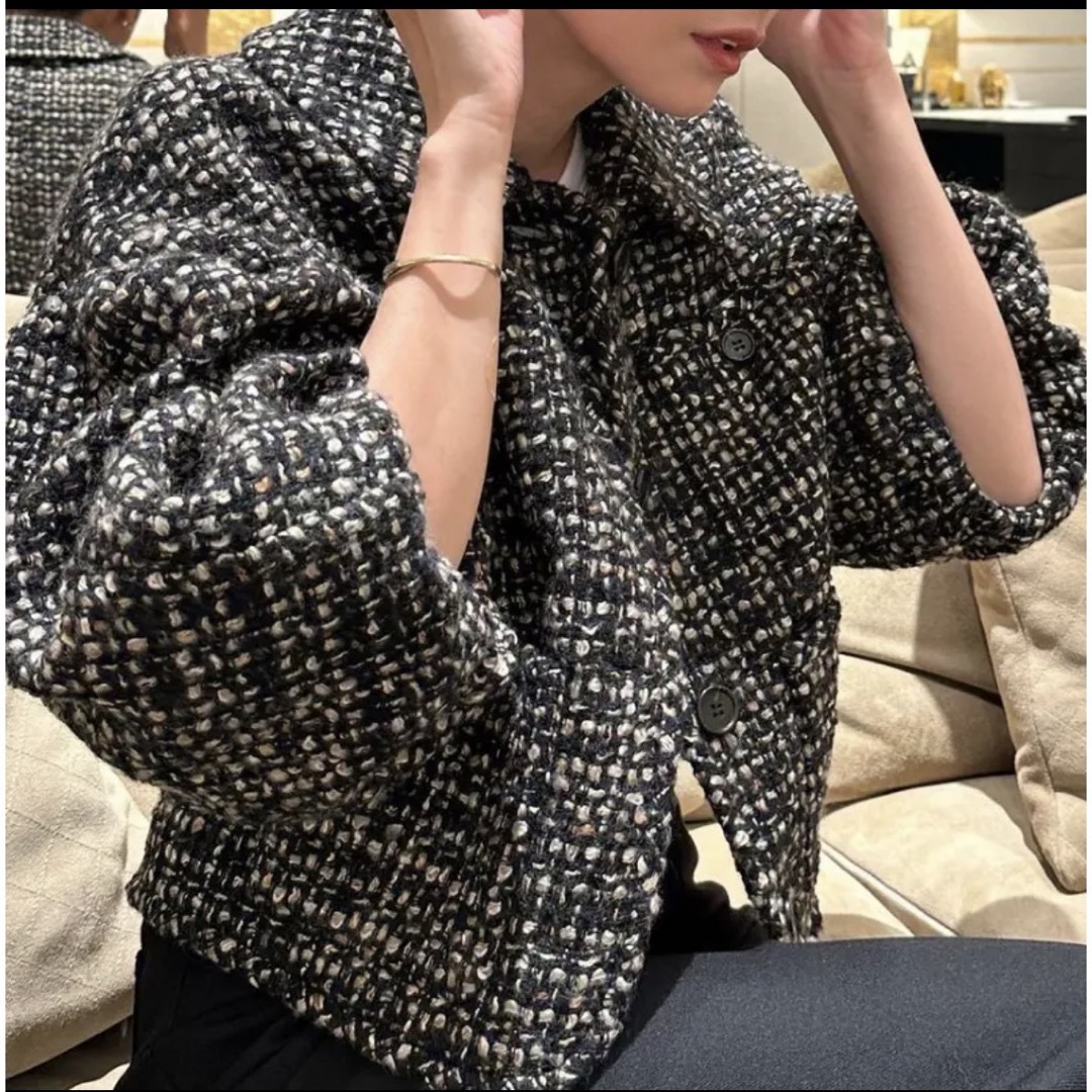 MIX TWEED PUFF SLEEVE JACKET