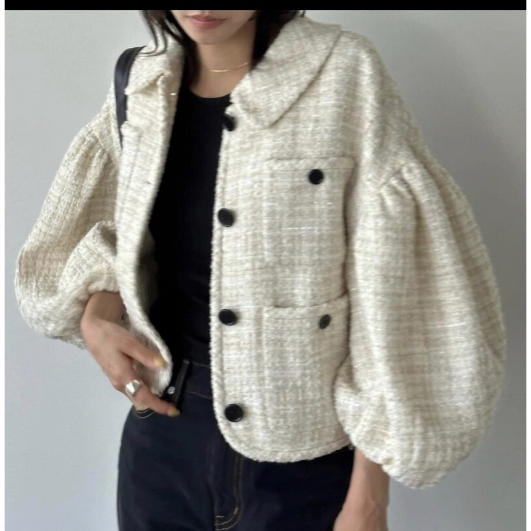 CLANE MIX TWEED PUFF SLEEVE JACKET