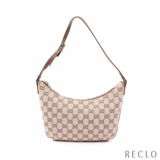 グッチ(Gucci)のGGキャンバス ハンドバッグ キャンバス レザー ピンクベージュ ダークブラウン(ハンドバッグ)