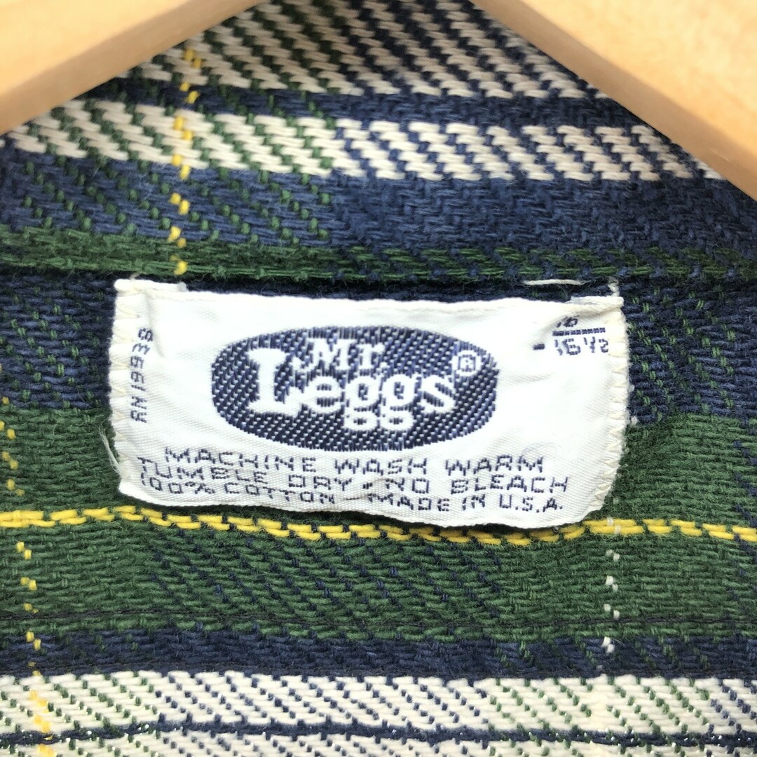 80年代 ミスターレッグス Mr.Leggs Mr.Leggs チェック柄 長袖 ヘビーネルシャツ USA製 メンズL ヴィンテージ /eaa376812 2