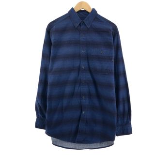 ウールリッチ(WOOLRICH)の古着 ウールリッチ WOOLRICH WOOLRICH ボーダー柄 長袖 シャモアクロスシャツ メンズL ヴィンテージ /eaa375550(シャツ)