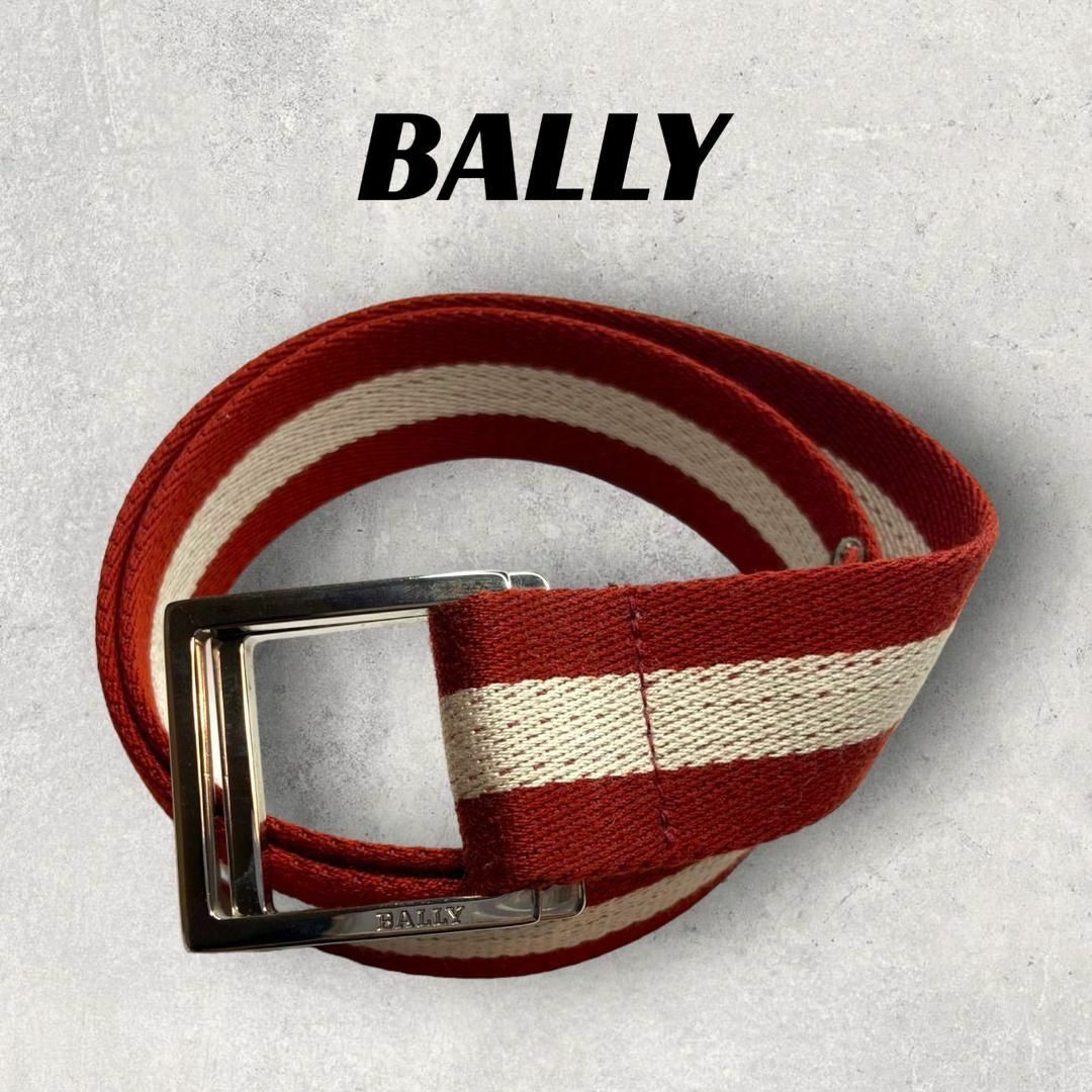 【美品】BALLY ベルト　レッド×ホワイト