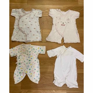 アカチャンホンポ(アカチャンホンポ)の新生児　ベビー服コンビ肌着ロンパース　カバーオール 50 60 70 4枚セット(肌着/下着)