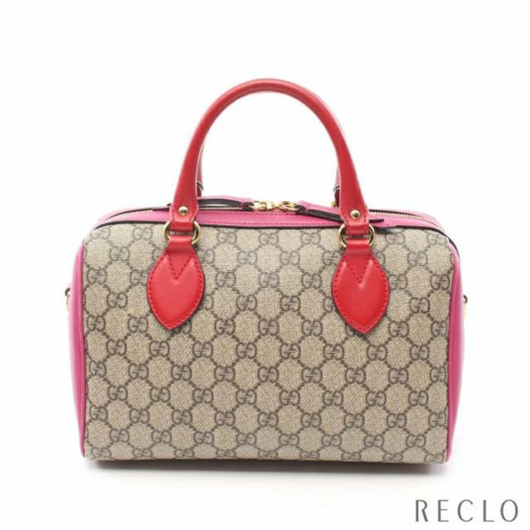 Gucci(グッチ)のGGスプリーム ハンドバッグ ミニボストンバッグ PVC レザー ベージュ ピンクパープル レッド レディースのバッグ(ハンドバッグ)の商品写真