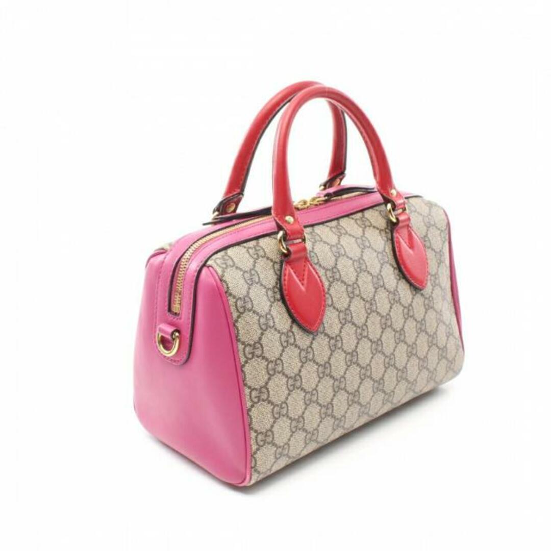 Gucci(グッチ)のGGスプリーム ハンドバッグ ミニボストンバッグ PVC レザー ベージュ ピンクパープル レッド レディースのバッグ(ハンドバッグ)の商品写真